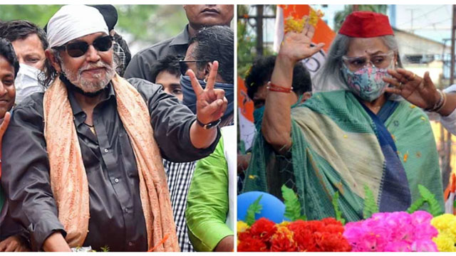 ভারতের পশ্চিমবঙ্গে নির্বাচনের শেষদিনের প্রচারে মিঠুন-জয়া